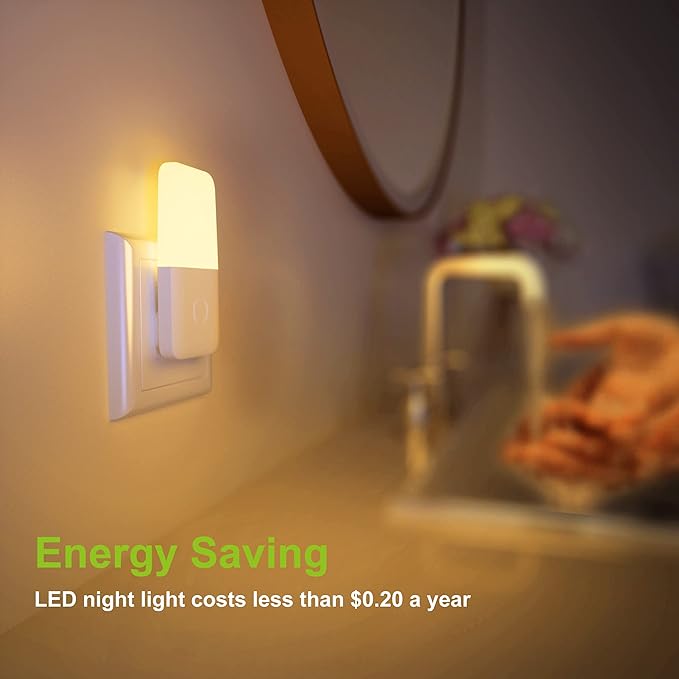 MAZ-TEK Plug in Night Light, Warm White LED Nightlights with Smart Dusk to Dawn Sensor for Kids, Nursery, Ideal for Bedroom, Bathroom,Hallway, Stairs, Kitchen, 6 Pack