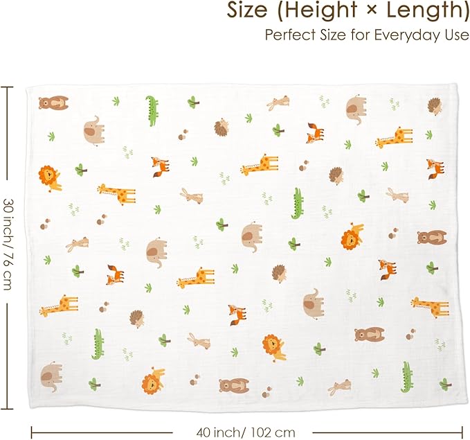 Animal Baby Blankets for Boys Girls, Soft Nursery Minky Blankets with Muslin and Dotted Fleece Back 30x40 inches, Receiving Bed Quilt for Newborn, Infants, Toddlers