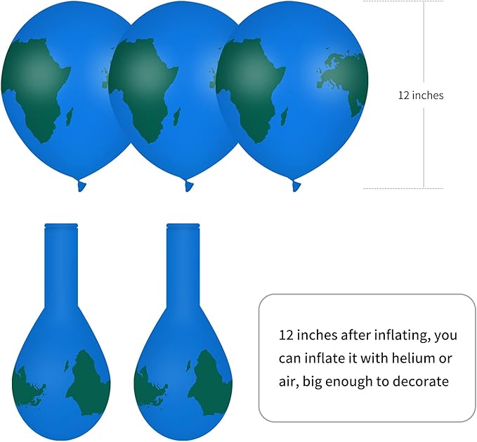 30 Pcs Earth Balloons World Map Balloons 12 Inches Globe Balloon for Birthday Space Theme Party Earth Day Decorations Gift Teaching Supplies