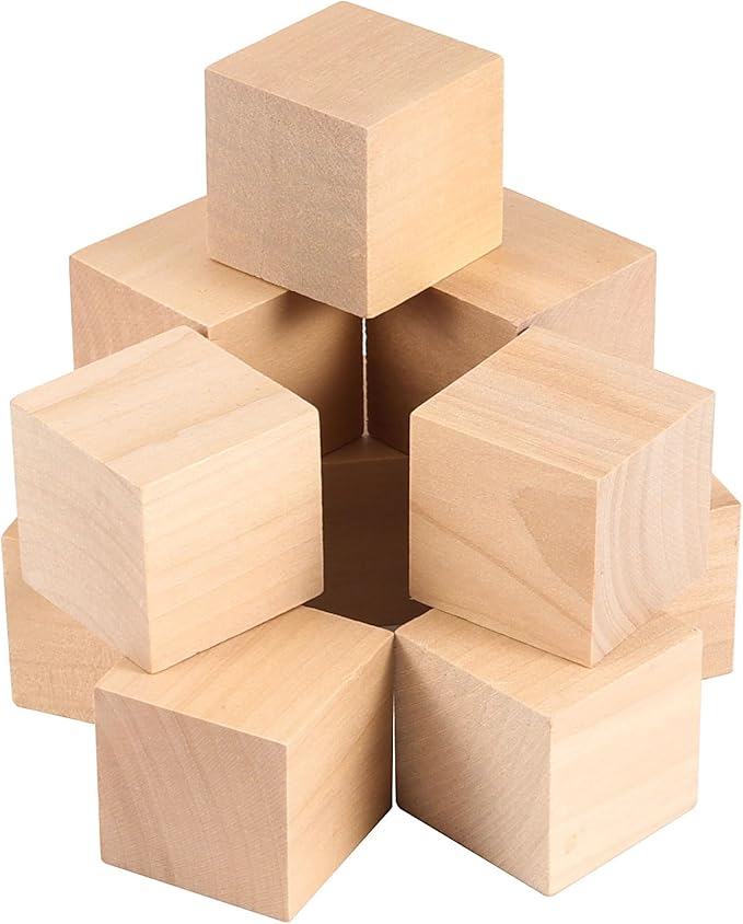 HOIGON 30 PCS 2 x 2 x 2 Inch Wooden Cubes Unfinished Wood Blocks, 5cm Natural Premium Square Blank Wooden Block for Craft Decorating Painting Carving Making DIY