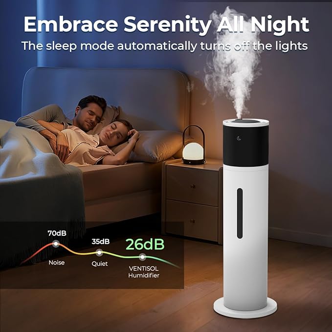 VENTISOL Large Humidifiers for Bedroom, 16L/4.2Gal Quiet Cool Mist Humidifier for Home Large Room, Top Fill Humidifiers for Baby Nursery, Living Room, White