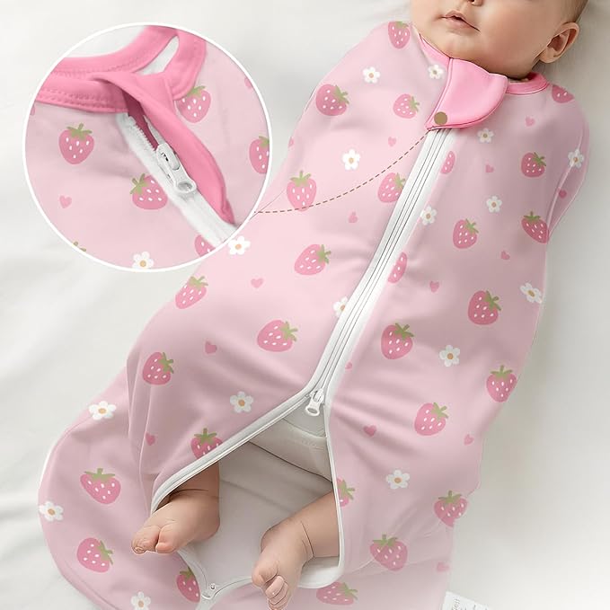 SANDJEST Baby Swaddle 0-2 Months, Cotton Arm-in Zipper Sleep Sack, Wearable Blankets Wrap for Newborn Infant Girls (Floral, Pack of 1)