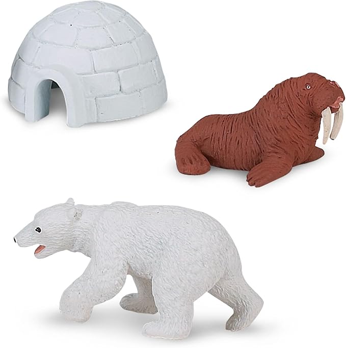 Safari Ltd Arctic TOOB With 10 Fun Figurines, Including A Harp Seal, Husky, Caribou, Arctic Rabbit, Killer Whale, Walrus, Arctic Fox, Beluga Whale, Igloo, And Polar Bear – For Ages 3 and Up