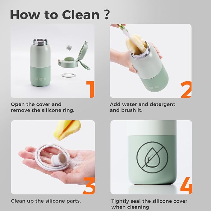 BOLOLO Portable Bottle Warmer for Travel, Super Fast Charging, Instant Breastmilk, Formula, Water, Milk Warmer with 10 Ounces Big Capacity, Baby Flask for Vehicle,car,Airplane Journey