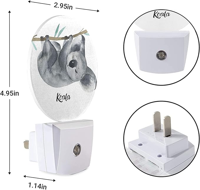 EKOBLA Koala LED Night Light Cute Animal Hanging on Tree Dusk to Dawn Plug-in Nightlights Auto Sensor for Home Indoor Bathroom Hallway Kitchen