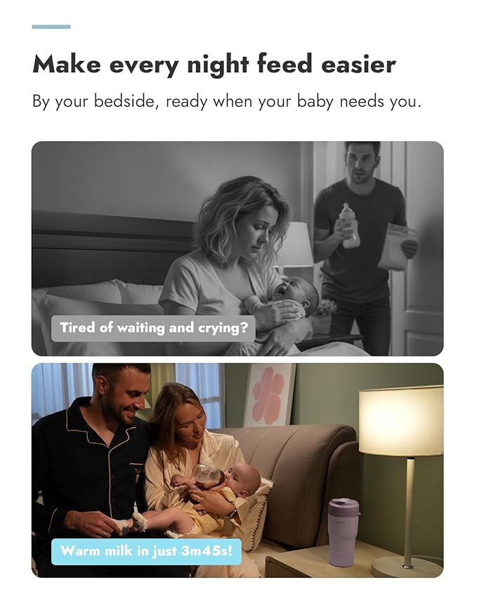 Papablic Portable Bottle Warmer – Fast Heating Baby Bottle Warmer on The Go with Sterilization, Wide Mouth & Smart Temperature Control, Car & Outdoor Feeding, Spodumene Purple