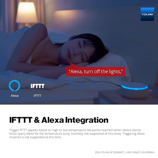 YoLink Indoor Hygrometer Thermometer, 2-Year Data Storage Export, Data loger, LoRa Tech, App Push, Email, SMS, Hub Required