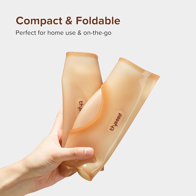 thyseed Ultra Thin & Light Waterproof Silicone Bibs for Babies Eating Toddler Feeding Silicon Food Catcher with Large Pouch