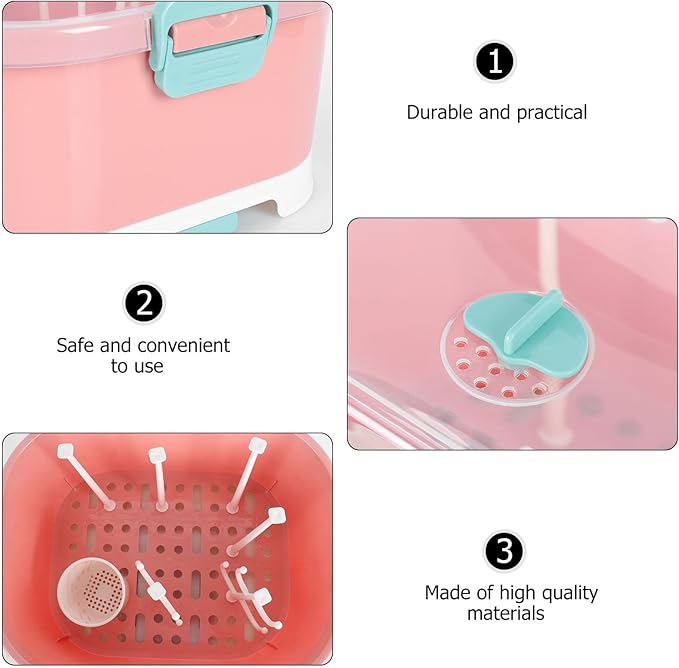 Kisangel Baby Bottle Drying Rack Dish Rack with Cover Bottles Storage Box Dish Strainer Basket for Kitchen Dish Drainers Racks