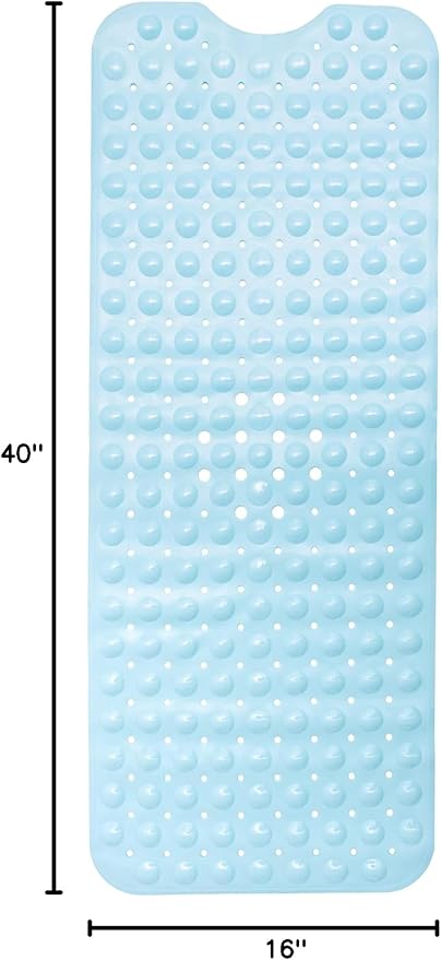 ENKOSI Bath Mat - Large Non Slip Bathtub & Shower Mat - Extra Long 40 x 16 Inch Bathroom Mats for Tub Nonslip Anti Slip Bathmats (40x16 Light Blue 1-Pack)