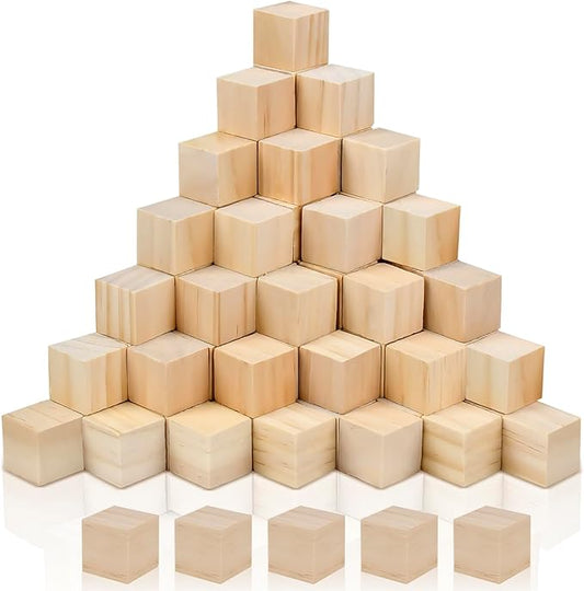 120 Pcs 1 Inch Solid Wood Cubes - Natural Unfinished Mini Blocks for DIY Miniatures Crafts, Puzzle Making, Painting & Wood Carving Art Projects