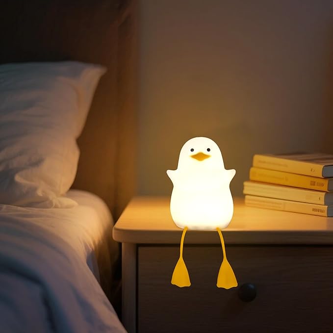 YuanDian Cute Duck Night Light, Gifts for Women Teen Girls Baby,Night Lights for Kids Bedroom Kawaii Room Decor, Cute Christmas Seagull Silicone Nightlights for Children Toddler.