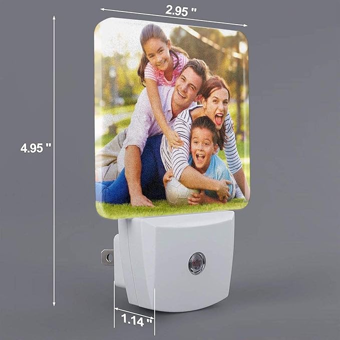 Custom Plug in Night Lights, Personalized Your Own Photo on LED Lamps, Auto Sensor Warm Sweet Nightlights for Bathroom/Toilet/Bedroom/Nursery (1Pcs)