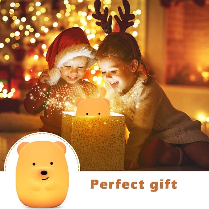 WHA&DARREN Large Owl Night Light for Kids,Cute Baby Night Light, Silicone Bedside Lamp, Sleep Lights, Eye Caring, Adjustable Brightness & Color, Time Setting, Touch+Remote Control