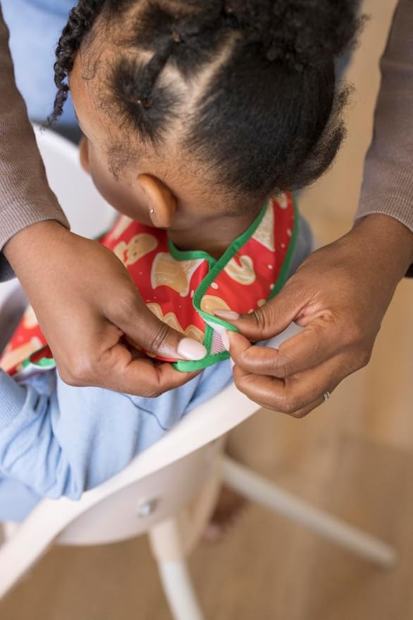 Tiny Twinkle Mess Proof Baby Bibs for Eating – Waterproof, Wipeable Toddler Bibs with Pocket – Baby Food Bibs for Girls & Boys(3 Pack,Christmas)