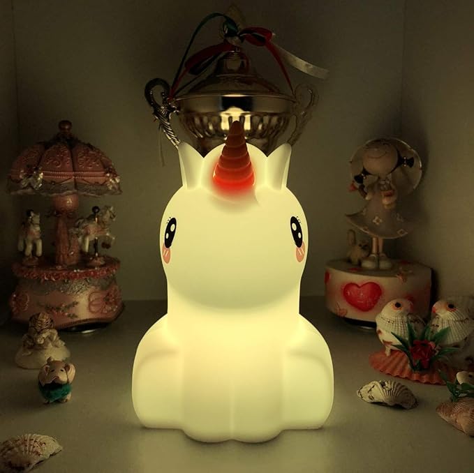 Large Unicorn Night Lights for Kids, 9 Colors silicone Bedside Table Lamps Baby Bedroom Lighting Nursery Children Tap lamp for Toddlers Boys Girls Adults Student Elder Bathroom Outdoor - Large
