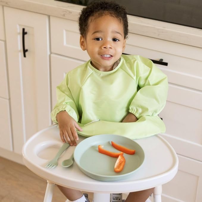 Tiny Twinkle Long Sleeve Bib for Babies & Toddlers – 2 Pack Waterproof Smock Bibs for Eating – Machine Washable & Mess-Proof, Baby Feeding Essential & Shower Must-Have (Rainforest,6–24M)