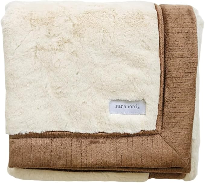SARANONI Luxury Receiving Blankets for Babies | Ultra-Soft Lush and Boutique Quality Baby Blanket | Ivory Swirl Gingersnap - 40” x 30”
