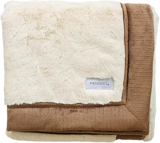 SARANONI Luxury Receiving Blankets for Babies | Ultra-Soft Lush and Boutique Quality Baby Blanket | Ivory Swirl Gingersnap - 40” x 30”