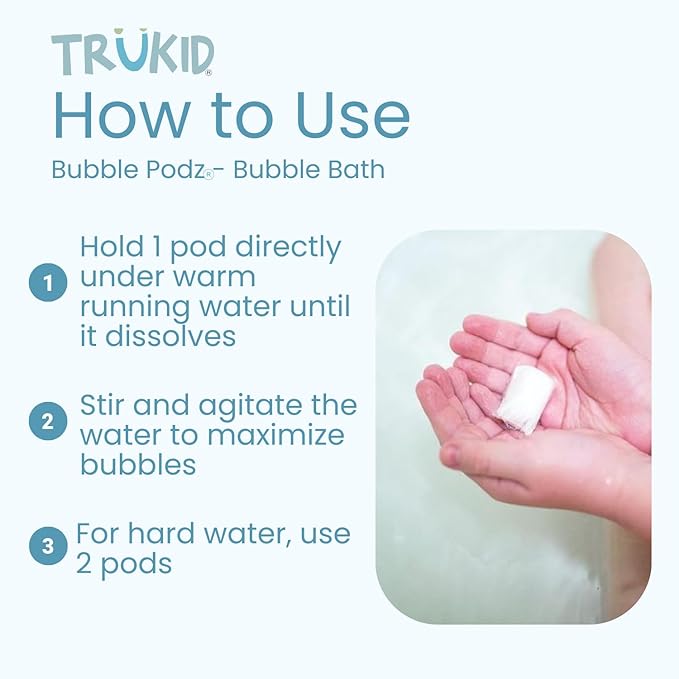 TruKid Yumberry Bubble Podz & BubbleGlove Set – Bubble Bath Pods with 2 Wash Gloves for Kids and Toddlers