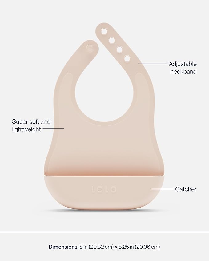 Lalo First Bites Silicone Baby Feeding Set - Baby Led Weaning Supplies - Non-Toxic Silicone - Includes 1 Bib, 2 Spoons, Training Cup, Suction Plate and Bowl - 6 Pieces - Grapefruit