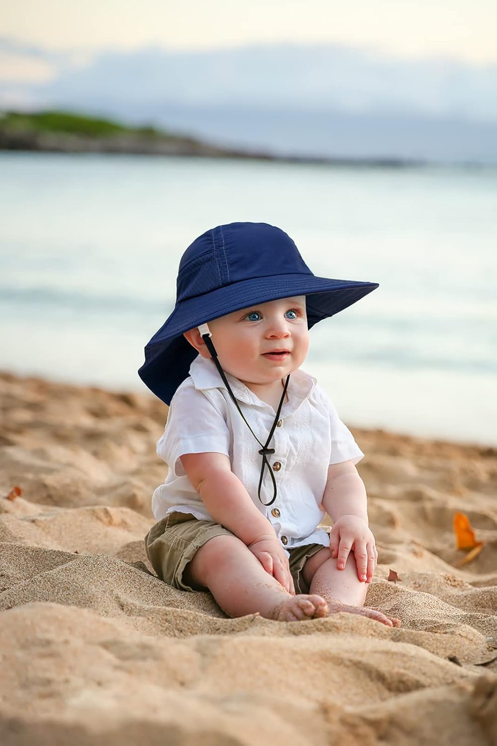 CHUNG Baby Sun Protection Hat Summer Toddler Adjustable UPF 50+ Wide Brim Neck Flap Beach Caps Boys Girls 1-12 Years Kids