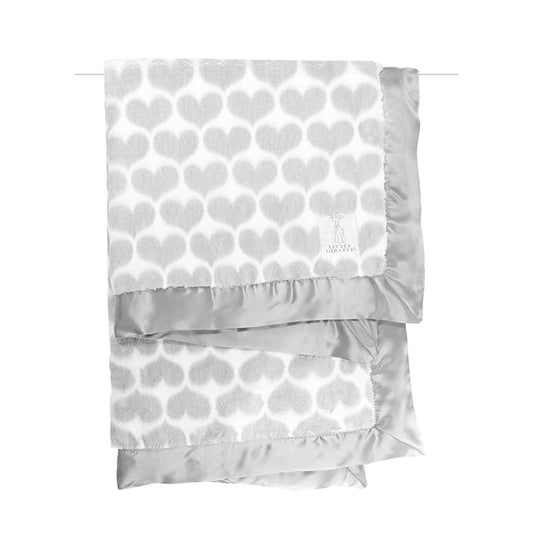 Little Giraffe Luxe Baby Blanket – 29x35” Satin Trim, Heart Army Silver | Ultra-Soft, Hypoallergenic Stroller & Nursery Blanket | Perfect for Newborns & Toddlers