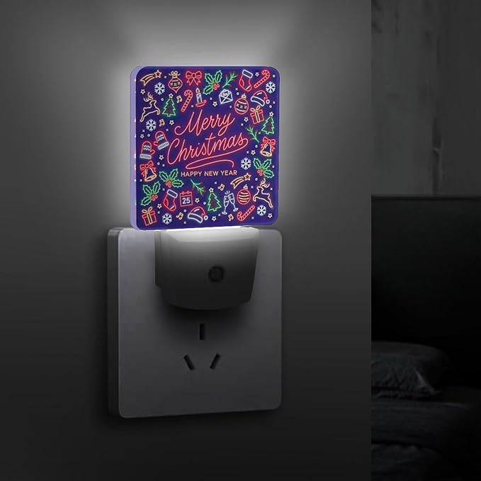 Merry Chrismas Night Light, Plug into Wall Decor Nightlights for Bedroom, Bathroom, Hallway, Kitchen, with Dusk to Dawn Light Auto Sensors LED Night Lights for Boys Girls Women Men Room Gifts