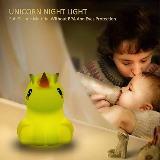 Large Unicorn Night Lights for Kids, 9 Colors silicone Bedside Table Lamps Baby Bedroom Lighting Nursery Children Tap lamp for Toddlers Boys Girls Adults Student Elder Bathroom Outdoor - Large