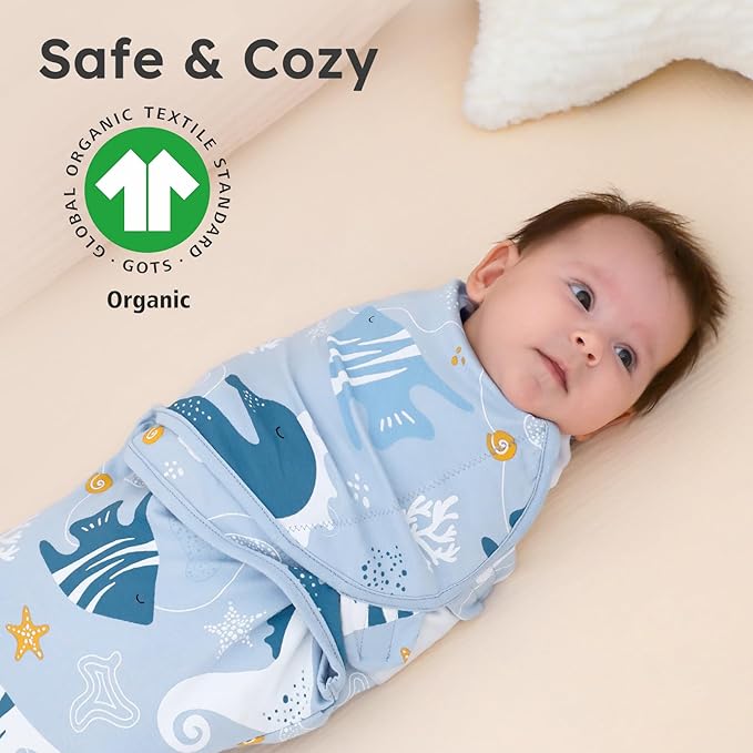 Yoofoss Baby Swaddles for Newborns 100% Organic Cotton, Adjustable Swaddle Sleep Sack 3-6 Months Newborn Swaddle Sack, Breathable Soft(Medium)