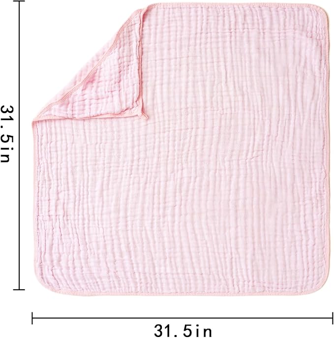 Muslin Hooded Baby Towels,2 Pack Baby Bath Towels,Large 31.5x31.5Inch,Hooded Towels for Baby and Infant,Soft&Absorbent(Green and Pink)