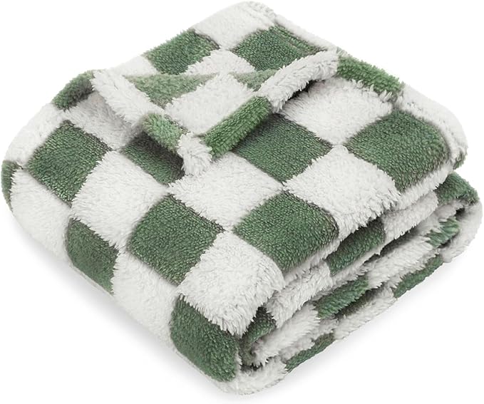 HOMRITAR Baby Blanket for Boys 3D Checkered Baby Blankets Soft Plush Warmer Fluffy Fleece Infant Toddler Newborn Receiving Blankets for Bed Crib Stroller All Season 30 x 40 Inch, Forset Green