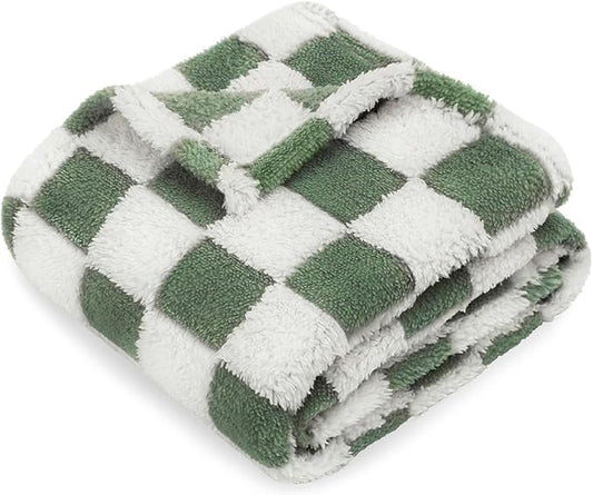 HOMRITAR Baby Blanket for Boys 3D Checkered Baby Blankets Soft Plush Warmer Fluffy Fleece Infant Toddler Newborn Receiving Blankets for Bed Crib Stroller All Season 30 x 40 Inch, Forset Green