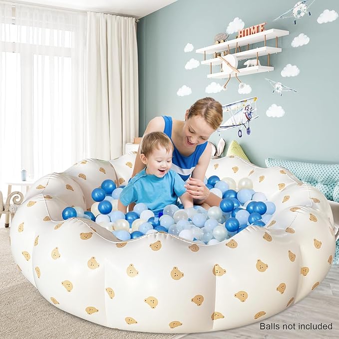 Inflatable Baby Pool, Portable Paddling Baby Swimming Pool for Toddlers Ages 0-3 Years Girls and Boys, Indoor& Outdoor, Garden and Backyard Summer Water Party, 35.4x9.8 in (Bear Head)