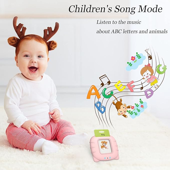 Spanish & English Talking Flash Cards for Toddlers 1 2 3 4 5 6, Audible Toys for Kids to Learn Spanish - 258 Cards and 516 Words(Blue)