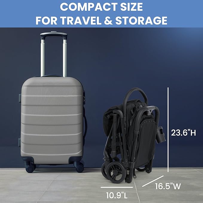 Delta Children Icon Ultra Compact Travel Stroller - Greenguard Gold Certified, Black