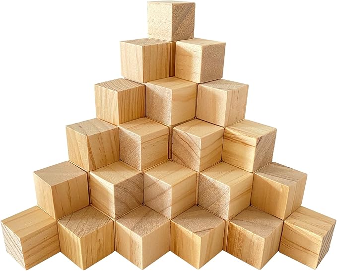 Unfinished Wooden Cubes,Pack of 50 Wood Blocks for Crafting,1 Inch Wood Square Blocks for Crafts Making & DIY Projects & Decor