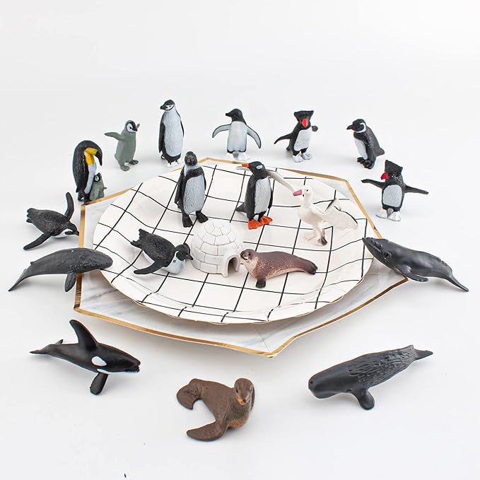 21PCS Antarctica Penguin Figurines Toy Playset Realistic Arctic Penguins Sperm Whale Toys Christmas Birthday Party Supplies Decorative Accessory