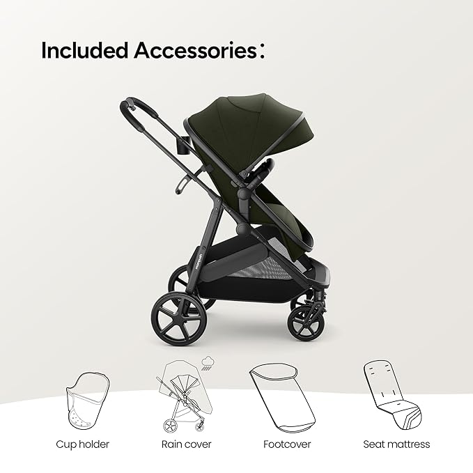 Mompush Wiz 2 in 1 Baby Stroller with Bassinet Mode, Convertible Infant Stroller for Newborn and Toddler with Reversible Seat and Large UPF 50+ Canopy
