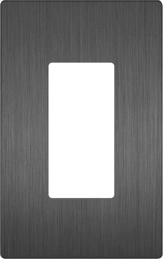 LIDER Brushed Finish Decorator Switch Cover, Screwless Wall Plate, Mid-Size 1-Gang 4.88" x 3.11", Unbreakable Polycarbonate Thermoplastic, UL Listed, LSWP-31M-BSG, Brushed Space Gray