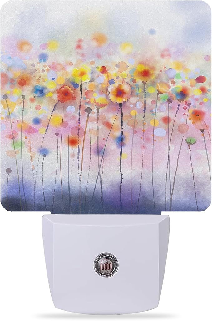 Night Light,Abstract Watercolor Floral Night Lights Plug into Wall Dusk to Dawn Sensor Led Lamp for Women Men,Led Lights for Stairway/Hallway/Bedroom,0.5W