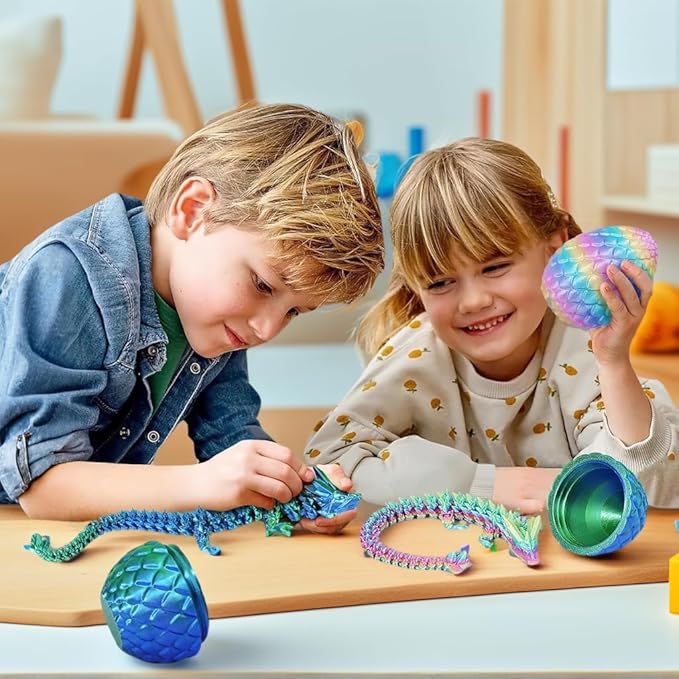 3D Printed Dragon Egg, 3D Printer Articulated Crystal Dragon Fidget Toy for Teen Boy Kid