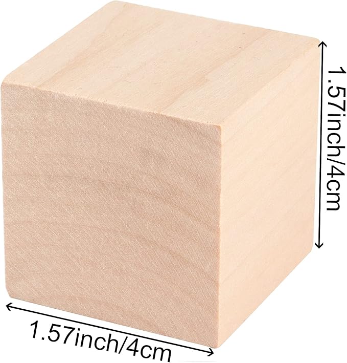ZOENHOU 60 PCS 1.5 Inch Wooden Blocks, Premium Natural Solid Wood Cube Unfinished Wooden Block Set for Painting Decorating Making Crafting DIY