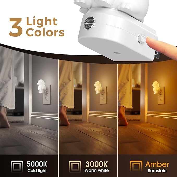 L LOHAS LED Plug in Night Light for Kids,2-Pack 3D Cute Puppy Night Lights with Dusk to Dawn Sensor,1600K/2700K/5000K 3CCT Dog Night Light,Christmas Birthday Gift Nightlight for Kids,Room Decor