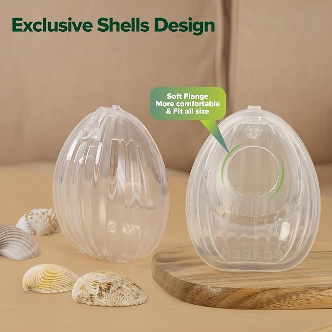 haakaa Manual Breast Pump for Breastfeeding 4oz/100ml and Shell Wearable Manual Breast Pump 2.5oz/75ml Combo, Food-Grade Silicone