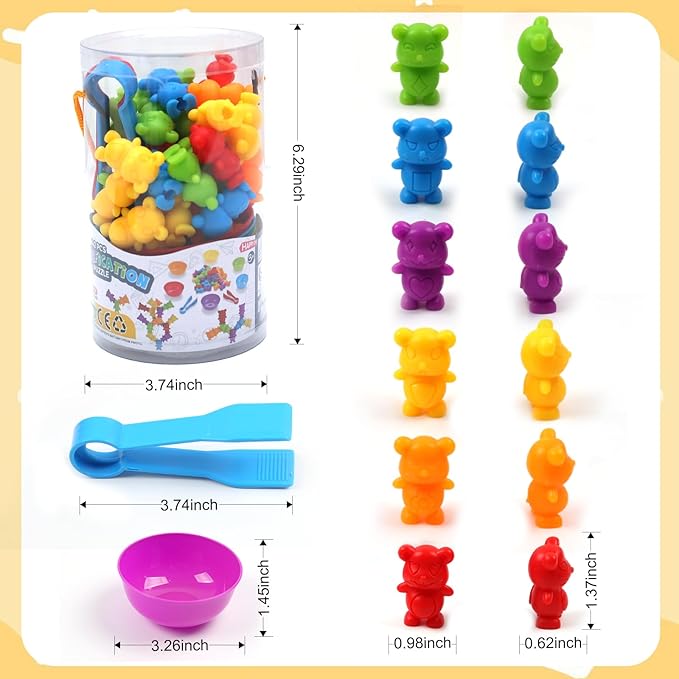 UNIQUE KIDS Stacking Mouse Counting and Matching Game with Sorting Cups – Educational Montessori Toy for Color Classification, Sensory Development, and Learning for Toddlers and Preschoolers Age 3+