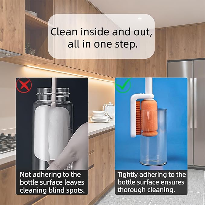 Bottle Brush Cleaner, 3-in-1 Water Bottle Cleaner Brush Straw Nipple Bottle Cleaner Brush Set Long Handle Bottle Cleaning Brush for Washing Tumblers, Sport Bottles, Cup Lid Cleaning Brush Blue