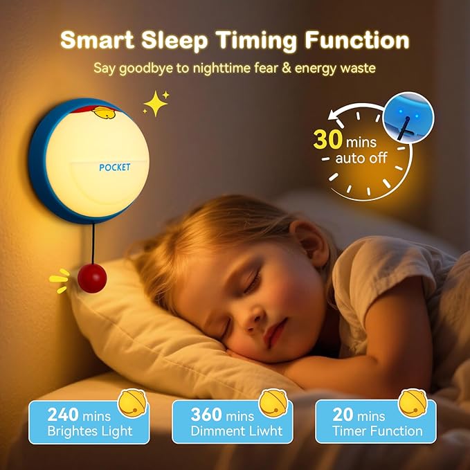 Night Light Cute for Kids, 3-Level Dimmable Night Lamp Wall Mounted, Silicone Squishy Light Up Gifts, Rechargeable Bedside Touch Lamp for Breastfeeding Toddler Baby Kids Decor