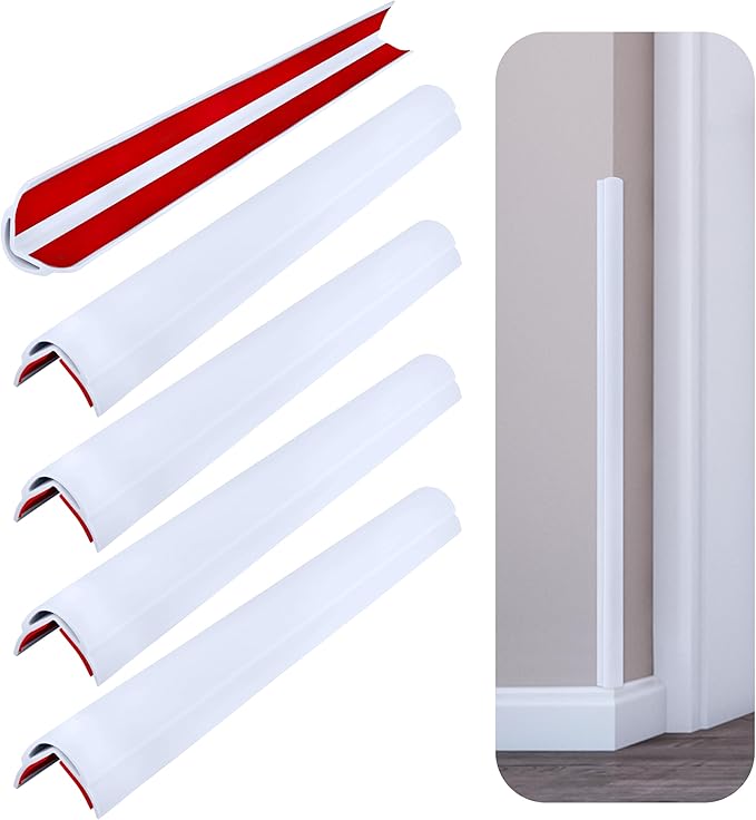 Rubber Bond Wall Corner Guard Edge Protector, 48 inch Heavy Duty Baby Proofing Corner Guards | Self-Adhesive Furniture Edge Strips for Home & Office (5, White)