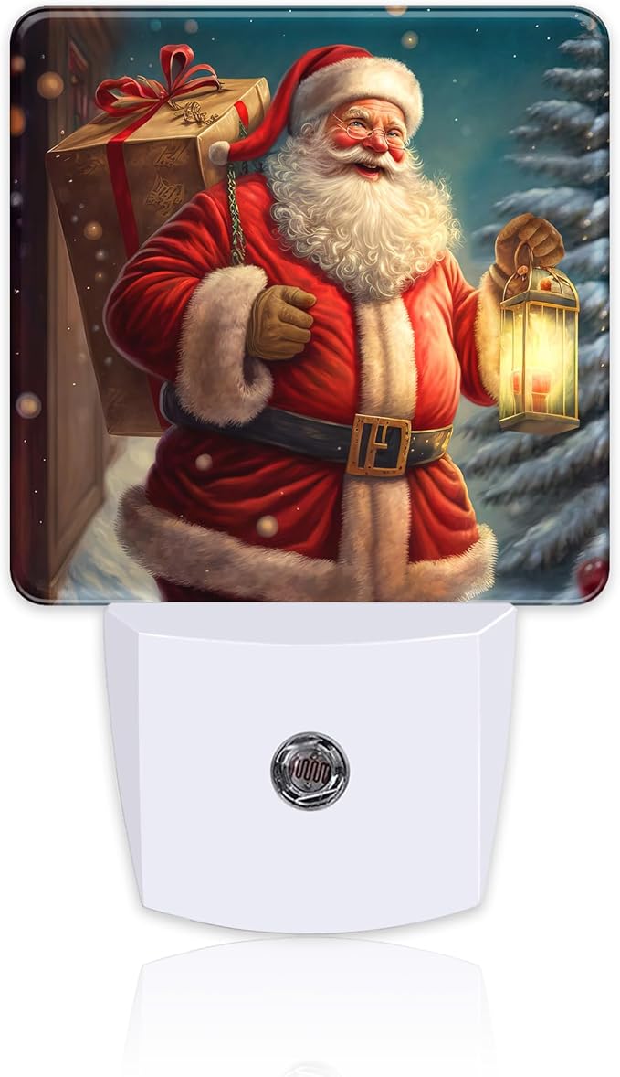 Christmas Santa Claus with Gifts Night Light for Kids,Kind Smile Santa Claus Night Light Plug in with Dusk to Dawn Sensor,0.5w Energy Saving Nightlight for Hallway Stairway Kitchen Bedroom
